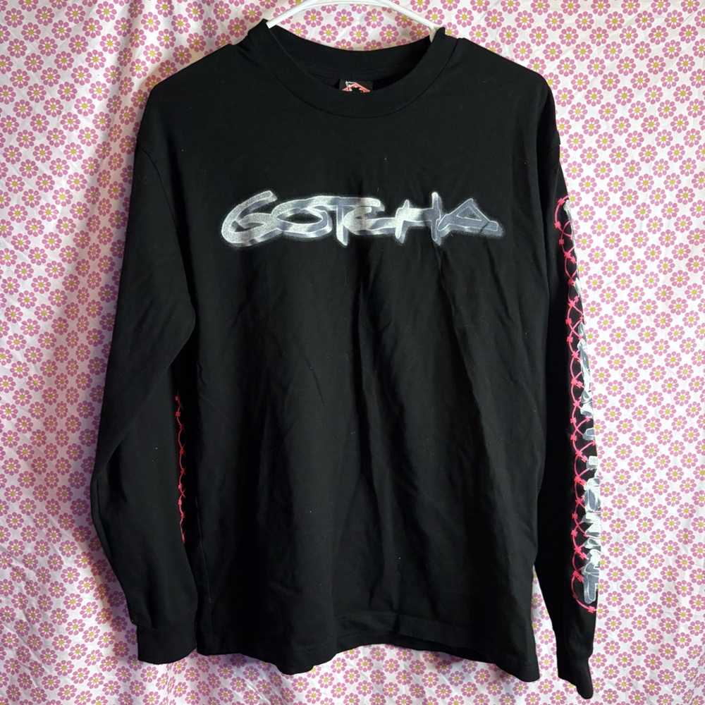 Gotcha Long Sleeve Graphic Shirt Black Size Small‎ Y2K Style Reaper Logo